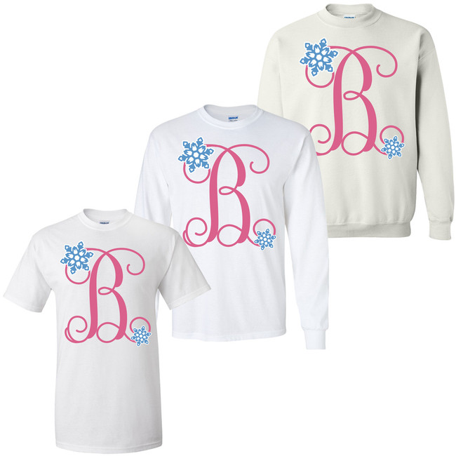 Monogrammed Snowflake Initial Graphic Shirt