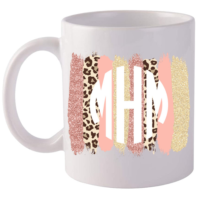 Monogrammed Leopard Brush Stroke Coffee Mug
