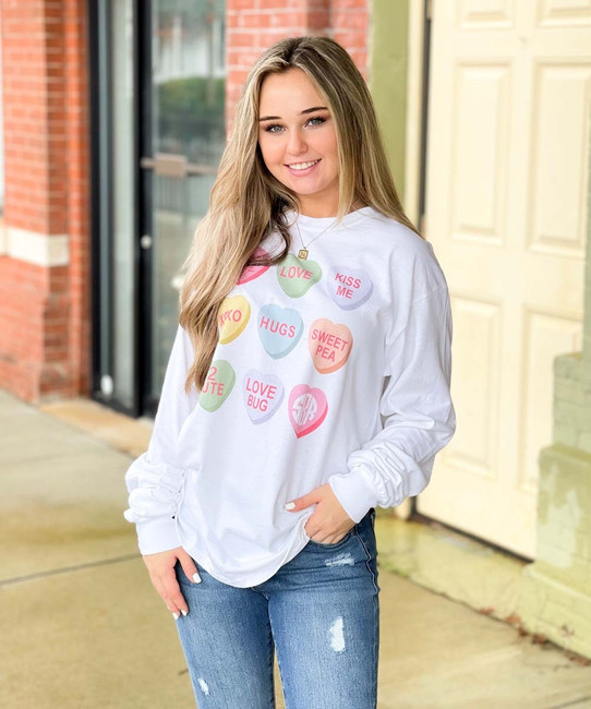 Monogrammed Conversation Hearts Graphic Tee