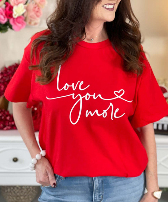 love you more tee close up