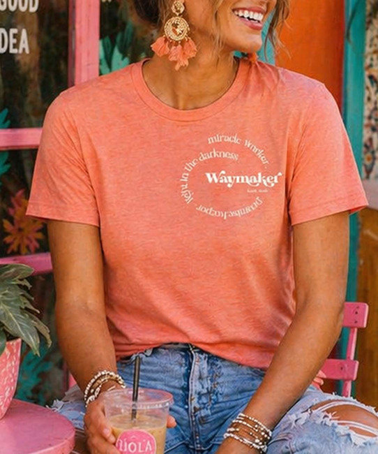 way maker circle bella canvas tee model image close up