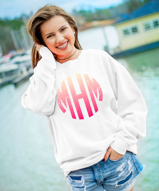 Monogrammed Distressed Ombre Graphic Shirt