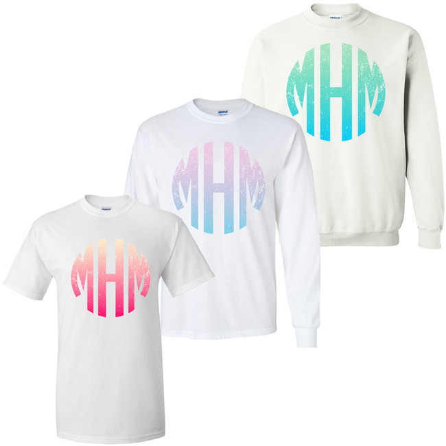 Monogrammed Distressed Ombre Graphic Shirt