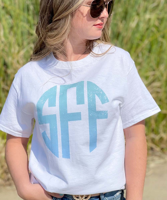 Monogrammed Distressed Ombre Graphic Shirt