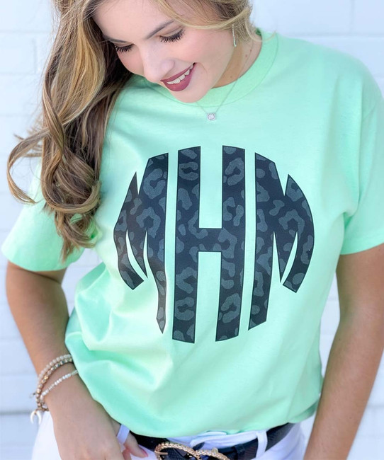 Monogrammed Black Onyx Leopard Shirt