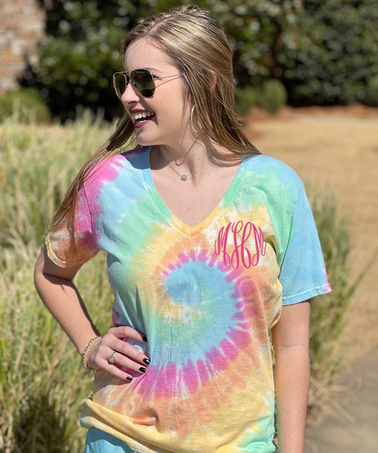 Tie dye v neck t shirt Clearance