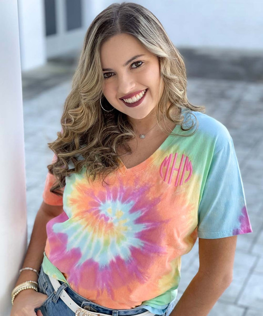 Personalized Tie-Dye V-Neck Tee