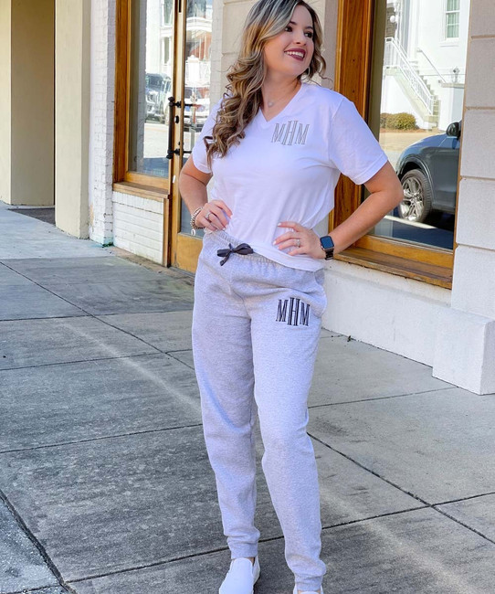 Monogrammed Bella Canvas V-Neck And Jogger Set