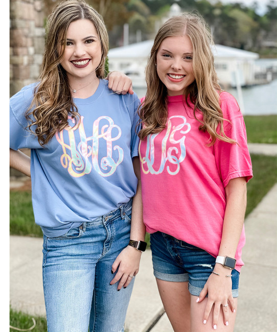 Monogrammed Tie Dye Graphic Tee Shirt