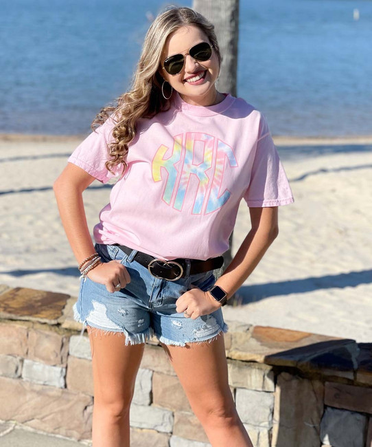 Tie Dye Monogram Comfort Colors T-Shirt