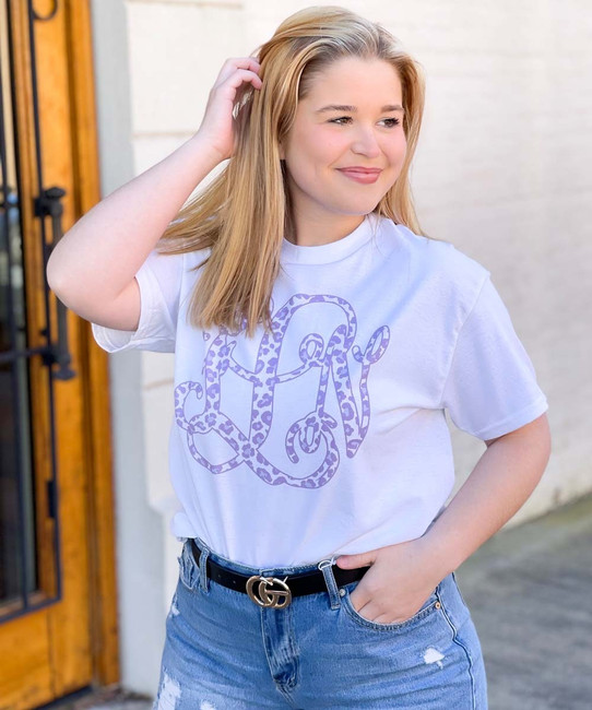 Spring Leopard Monogram Graphic Shirt