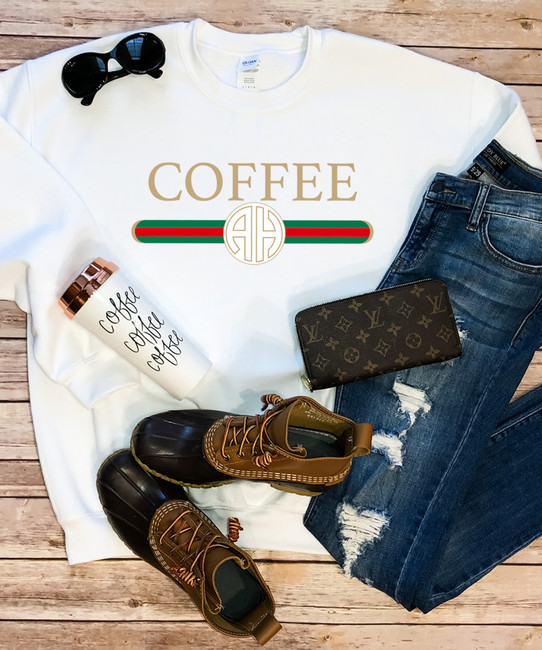 Monogrammed Coffee Designer Graphic Tee Shirt