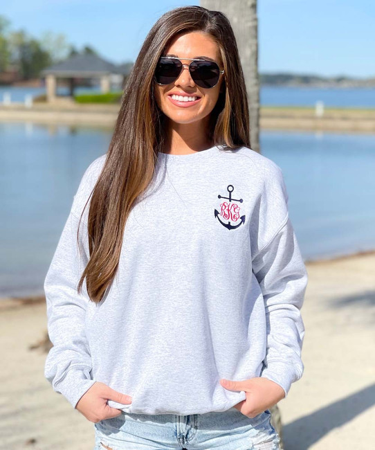 Monogrammed Embroidered Navy Anchor Sweatshirt