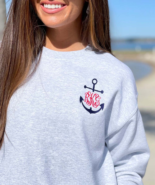 Monogrammed Embroidered Navy Anchor Sweatshirt