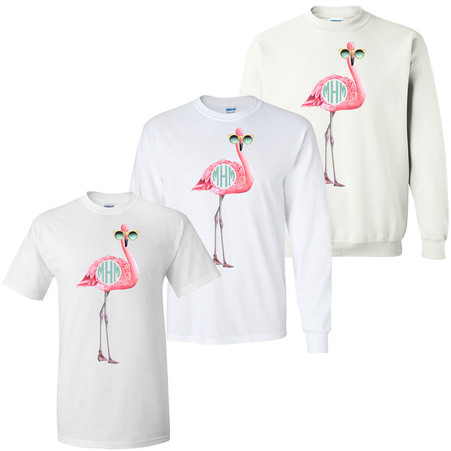 Personalized Flamingo With Sunglasses Graphic Tee