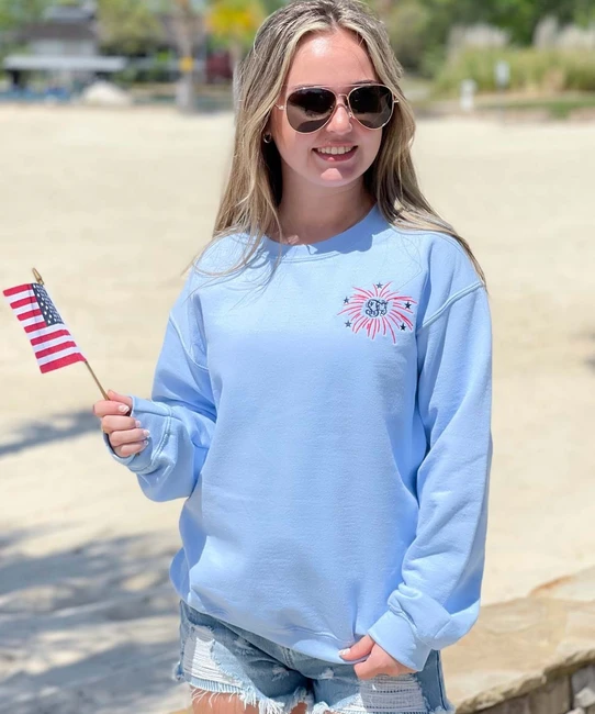 Monogrammed Embroidered Firework Sweatshirt