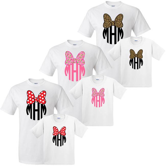 Mommy And Me Mouse Bow Monogram Shirt