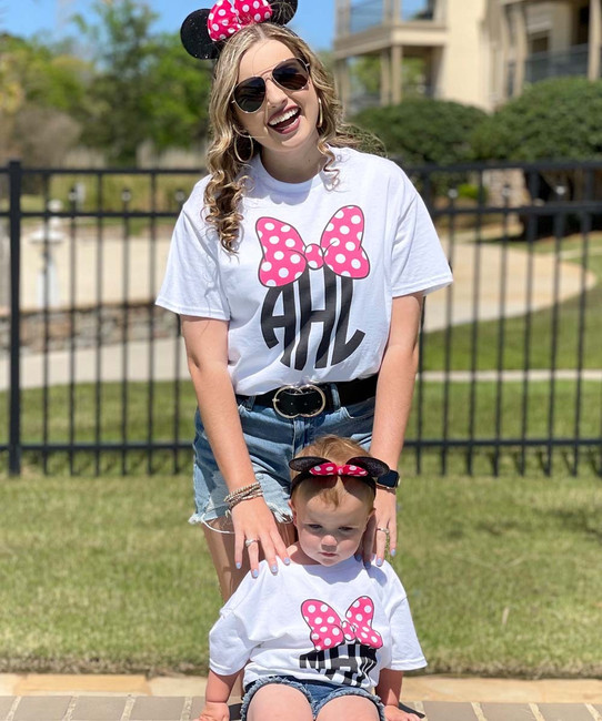 Mommy And Me Mouse Bow Monogram Shirt