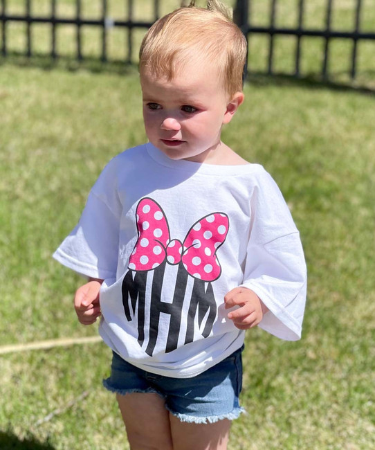 Mommy And Me Mouse Bow Monogram Shirt