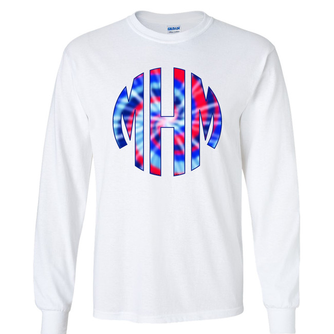 Monogrammed Patriotic Tie Dye Graphic Tee