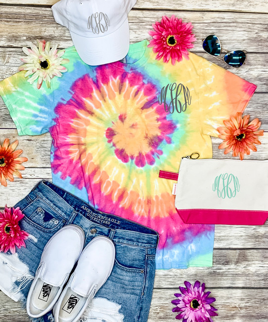 Tie Dye Monogrammed Tee, tie dye shirt, tie dye monogram, tie dye – Sew  Fancy Designs