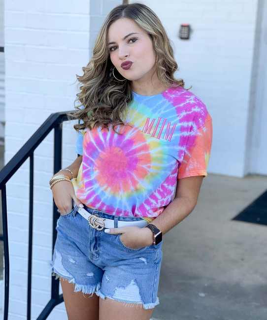 Born to Be Sassy Pastel Tie Dye Monogrammed T-Shirt