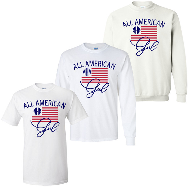 Monogrammed All American Girl Graphic Tee