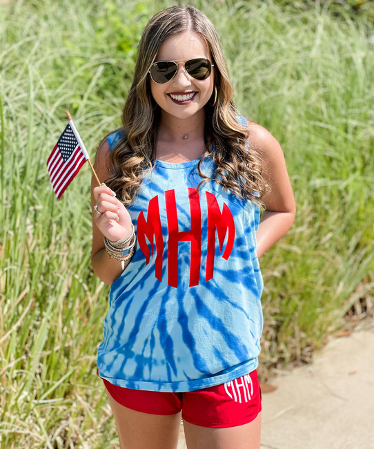 Full Monogram Tie-Dye Tank - Royal