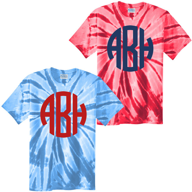 Monogrammed Patriotic Tie Dye Tee Shirt