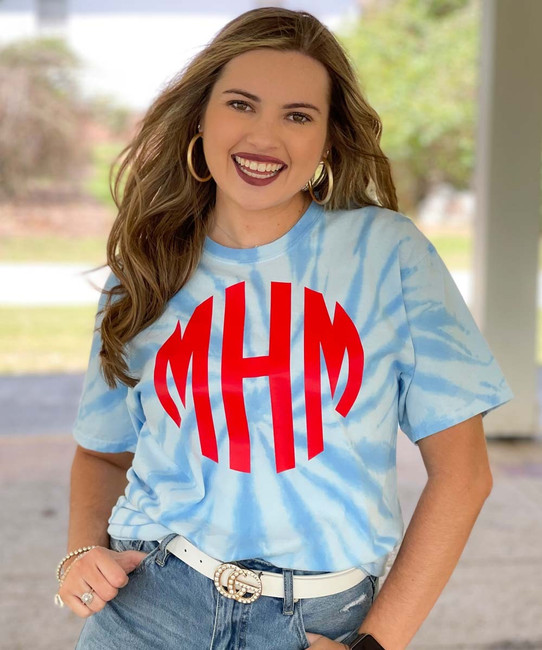 Monogrammed Patriotic Tie Dye Tee Shirt