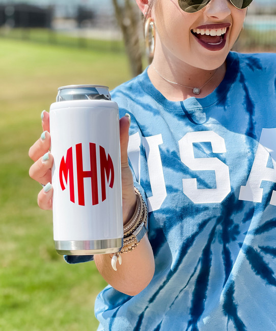 Monogrammed Stainless Steel Skinny Can Cooler