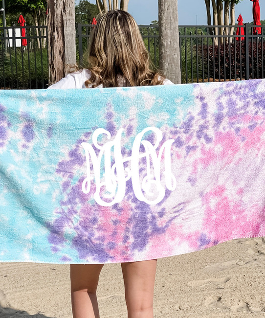 Full Monogrammed Tie Dye Beach Towel