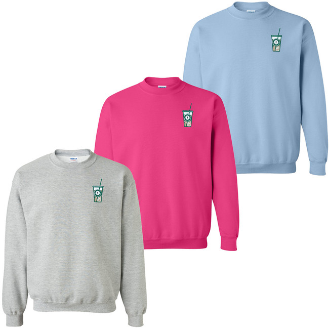 Monogrammed Embroidered Green Iced Coffee Sweatshirt