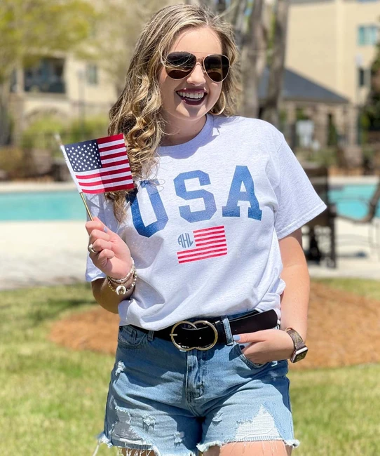Monogrammed USA Flag Shirt