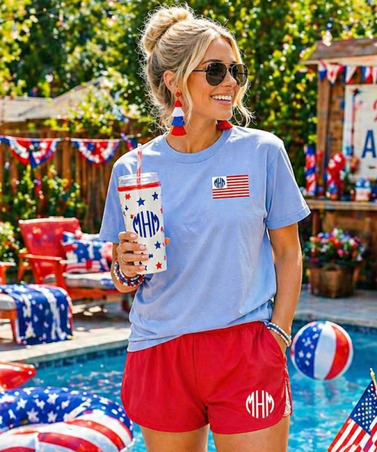 monogrammed embroidered patriotic flag set