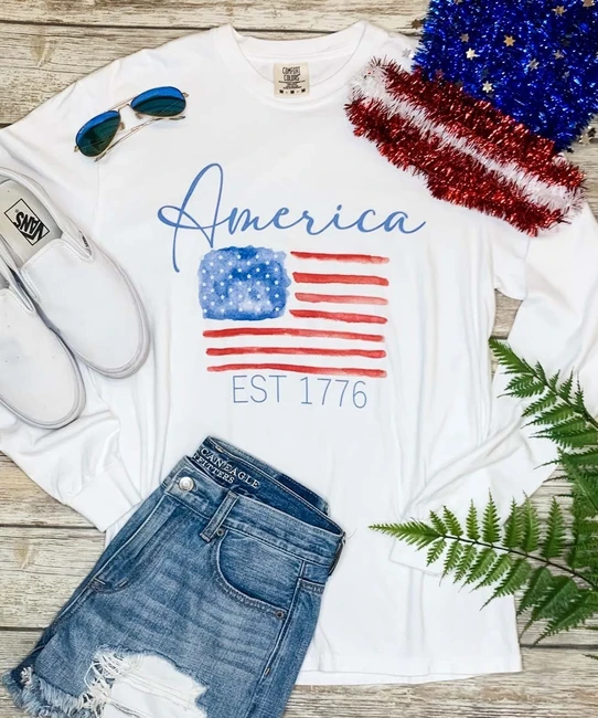 America Est 1776 Flag Graphic Tee