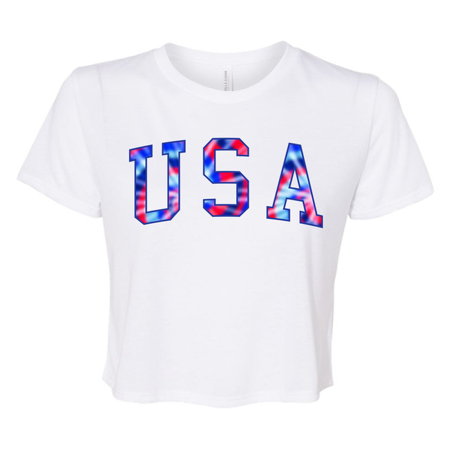 USA Tie Dye Bella Canvas Flowy Cropped Tee