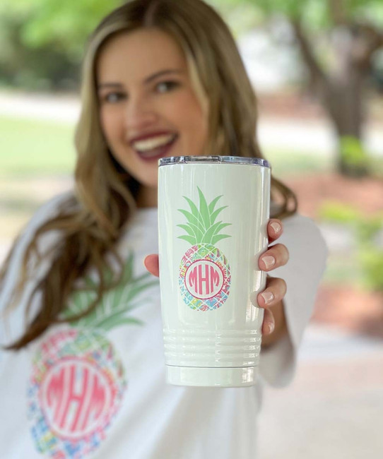 Monogrammed Lilly Pineapple Stainless Steel Tumbler