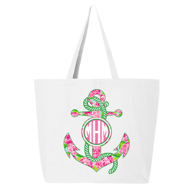 Monogrammed Canvas Boat Tote Personalized Gift Tags - WH Hostess