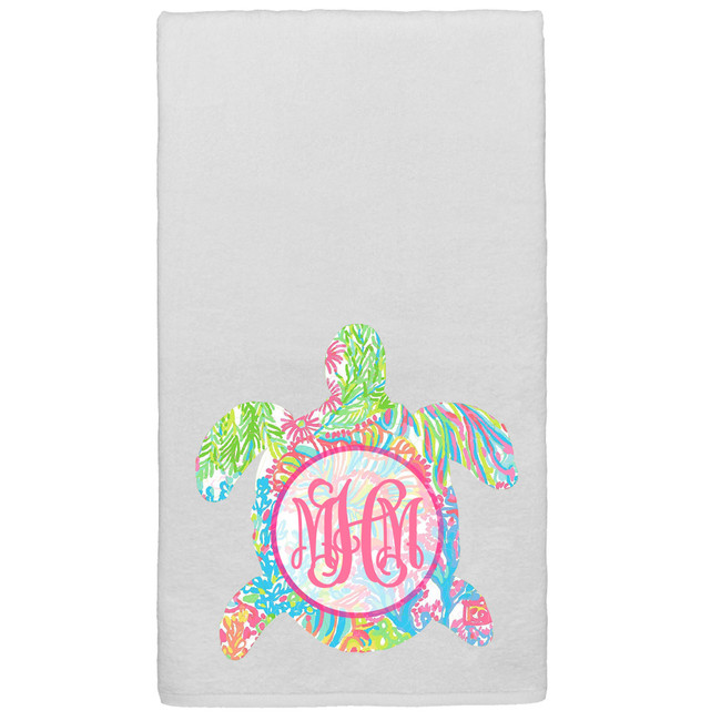 Monogrammed Lilly Sea Turtle Graphic Beach Towel