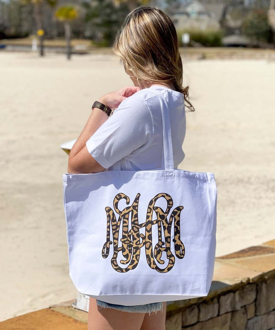 monogram leopard tote