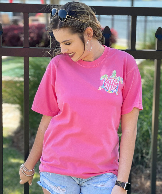 Monogrammed Lilly Sea Turtle Comfort Colors T-Shirt