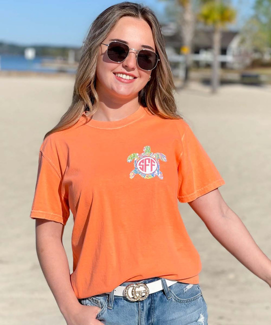 Monogrammed Lilly Sea Turtle Comfort Colors T-Shirt