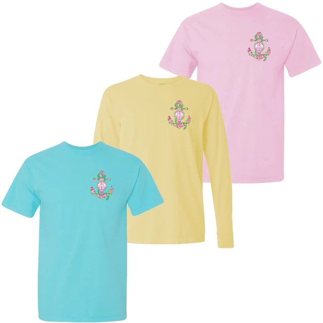 Monogrammed Lilly Anchor Comfort Colors T-Shirt