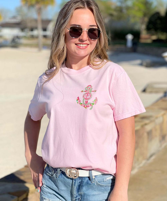 Monogrammed Lilly Anchor Comfort Colors T-Shirt