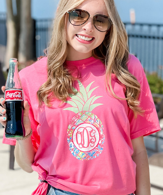 Monogrammed Large Lilly Pineapple Comfort Colors T-Shirt