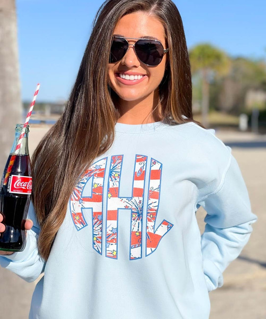 Full Monogrammed Patriotic Lilly Comfort Colors T-Shirt