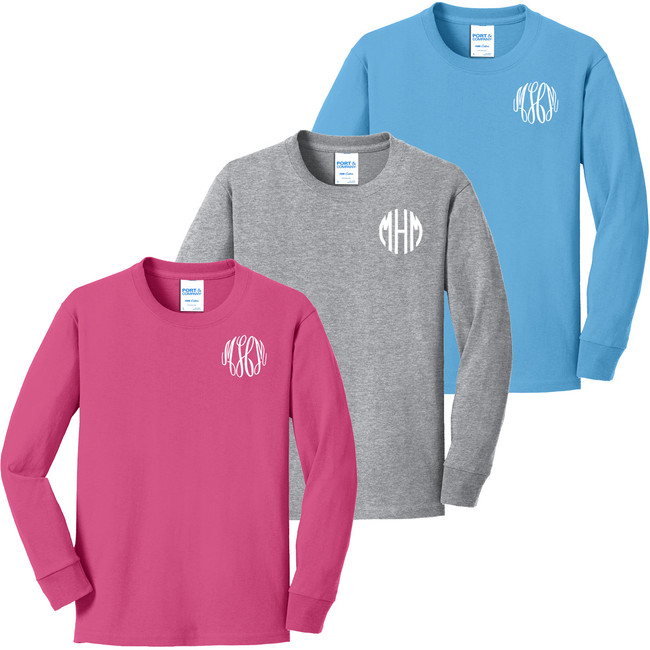 Girls Monogrammed Long Sleeve Shirt