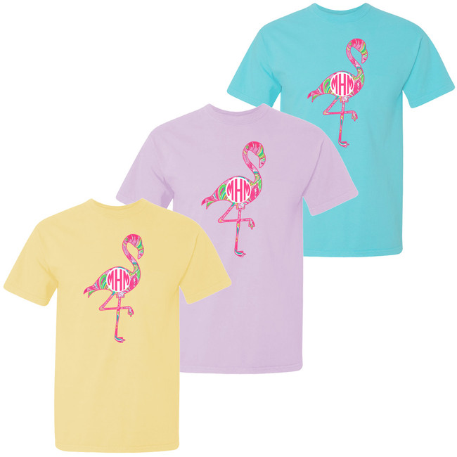 Monogrammed Flamingo Shirt For Girls