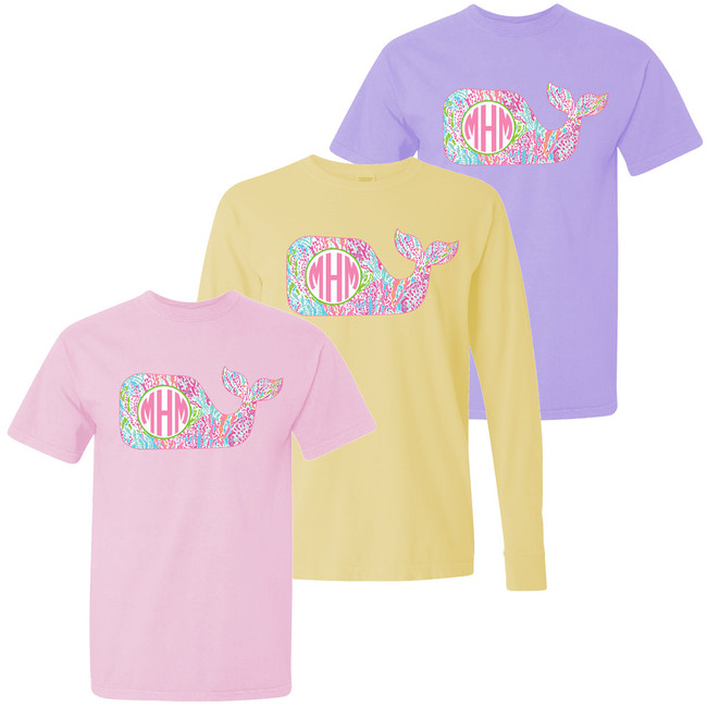 Monogrammed Large Lilly Whale Comfort Colors Shirt